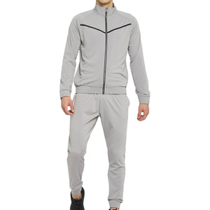 <b>Men's</b> Gray Tracksuit Set Full Sleeve <b>Half</b>-<b>Zip</b> <b>Jacket</b> With Drawstring Pants Solid Color Casual Wear Spring Breathable Polyester - Product Image 4