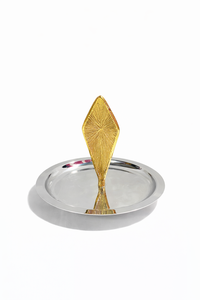 Bandeja/Plato Redondo Contemporáneo de Metal, Mármol y Madera - Plato Desechable Ecológico para Fiestas - Product Image 3