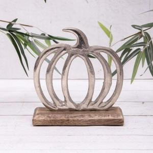 Rustic Silver Pumpkin Decorative Object for Tabletop Autumn <b>Home</b> Decoration Thanksgiving Theme Halloween Decorative Object <b>Gifts</b> - Product Image 1
