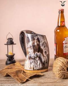 Viking Eco-Friendly Ox Horn Nautical Animal Style Polished Customizable Drinking Mug for Wedding Decor & <b>Gift</b> Factory Price - Product Image 4