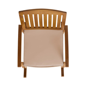 Fauteuil à bascule d'extérieur moderne en teck massif avec coussin, chaise à bascule en bois de luxe pour jardin, patio, hôtel, villa - Product Image 4