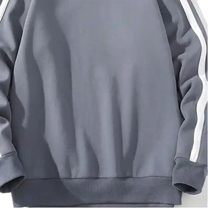 Sweat-shirt à col rond en tricot gris pour homme, à manches raglan surdimensionnées, couleur unie, décontracté, pour l'automne, 100% coton - Product Image 5