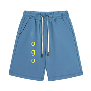 Shorts de jogging personnalisables pour hommes en coton biologique, motif bambou, longueur genou, bermudas, cordon de serrage, motif uni, pantalon de survêtement en jersey - Product Image 3