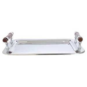 Luxury Silver Rectangular Serving <b>Tray</b> with Elegant Floral Handles Stainless Steel Decorative <b>Mirror</b> Polished Platters - Product Image 3