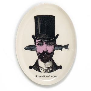 Bandeja Moderna de Metal Ovalada de Alta Calidad para Adornos, Aristofish, 10x10cm, Esmalte Transparente, Multifuncional, Colgante, Móvil, con Diseño a Cuadros y Resorte - Product Image 2