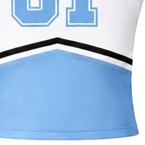 Haut d'uniforme de cheerleading bleu ciel sans manches à col en V pour performance de danse d'équipe et compétition sportive - Product Image 5