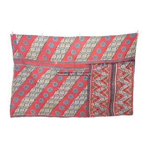 <b>Indian</b> Vintage Hand Stitched Cotton Sari Kantha Old Bengali Gudri <b>Indian</b> Reversible Hand Stitched Heavy <b>Throw</b> Old Sari Blanket - Product Image 1