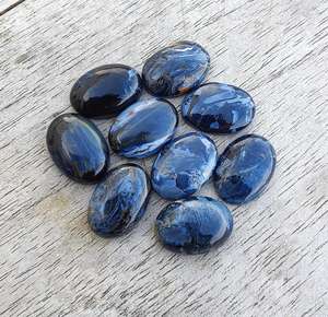 Cabochon ovale en pietersite naturelle bleu-gris, pierre précieuse calibrée, pierre non montée pour la fabrication de bijoux et les fournitures artisanales - Product Image 6
