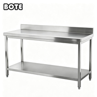 Table de travail en acier inoxydable 304 certifiée CE, table de préparation pour restaurant, table de travail de cuisine robuste, finition polie