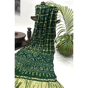 Sari Tradicional de Seda Gaji Ghatchola con Teñido Bandhani para Bodas Indias - Product Image 1