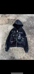 Sudadera con capucha vintage de tela gruesa con cremallera y pedrería - Product Image 2