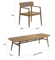 Ensemble de salle à manger d'extérieur moderne en teck massif, couleur bois doré chaud, mobilier de jardin, vente directe d'usine, table de patio 8 places pour l'Australie