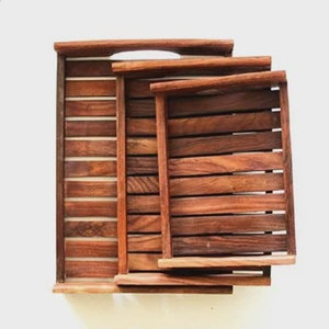Ensemble de plateaux en bois de Sheesham de qualité supérieure, faits à la main, style rustique indien, écologiques, pour la cuisine et la table - Product Image 1