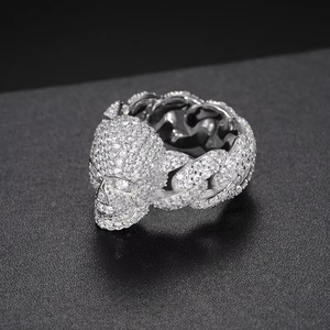 Anillo de Cadena Pantera de Moissanita, Joyería Hip Hop Iced Out, Anillo de Declaración con Diseño de Animal Pavé, Joyería de Moda de Lujo, Regalo para Hombres y Mujeres - Product Image 3