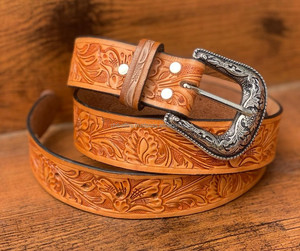 Venta caliente Nuevo diseñador Cinturones de cuero mecanizados a mano de alta calidad Tallado de cuero genuino Cinturones de color marrón con estilo - Product Image 2