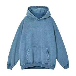 เสื้อฮู้ดดี้สไตล์วินเทจแบบเปล่าสำหรับผู้ชาย ล้างสีแบบแอซิดวอช แต่งสีเพ้นท์  ผ้าฟลีซสำหรับฤดูหนาว สตรีทแวร์ - Product Image 2
