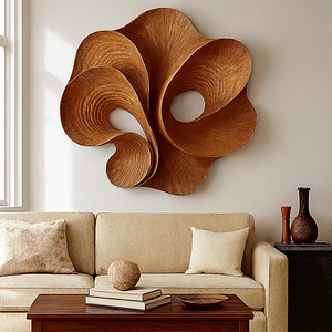 Escultura de Pared de Madera Maciza Tallada de Estilo Rústico Art Deco Luxali - Arte de Pared Ecológico Hecho a Mano para Aniversario, Sala de Estar - Product Image 5