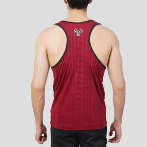 Men's <b>Red</b> O-Neck Knitted <b>Tank</b> <b>Top</b> 100% Cotton Eco-Friendly Breathable Quick Dry Sporty Style Solid Color - Product Image 2