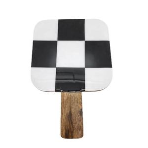 Tabla de Cortar Redonda de Madera Hecha a Mano con Diseño de Mandala Negro en el Mango, Utensilios de Cocina, Tabla de Cortar Queso de Madera - Product Image 3