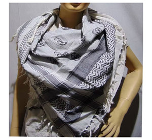 Pañuelo Keffiyeh Árabe de Alta Calidad, 100% Algodón, Tejido a Mano, con Patrón Tradicional de Calaveras, Estilo Arafat, para la Cabeza - Product Image 1