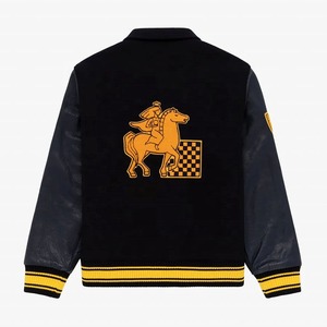 Fabricants de vêtements sur mesure, veste de baseball en cuir de vache personnalisée avec broderie sur le devant, style streetwear pour hommes - Product Image 2