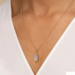 Kadın takı 18K altın kaplama dikdörtgen kabuk kolye gerdanlık kolye paslanmaz çelik takı toptan - Product Image 1