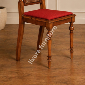 <span class=keywords><strong>Chaise</strong></span> de salle à manger de luxe en bois massif, artisanale, avec sculpture ornée de roses, dossier haut, assise en bois fini. - Product Image 4