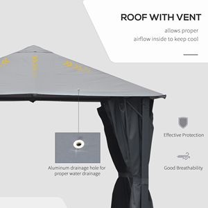 10 'X 10' Patio nero Gazebo ventilato tetto a baldacchino esterno riparo reti tende per giardino giardino giardino ponte padiglione pergolato - Product Image 4