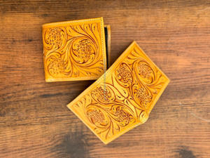 Portefeuille de luxe pour hommes à motif occidental en cuir repoussé à la main longue fermeture éclair mince élégant porte-monnaie cadeau fermeture ouverte Type Offre Spéciale - Product Image 4