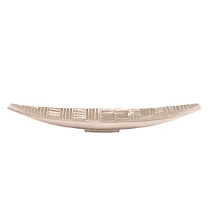 Bandeja Decorativa Ovalada de Metal con Patrón Grabado Horizontal, Diseño Abstracto Minimalista, Pieza Única para Decoración del Hogar - Product Image 5