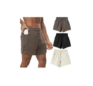 กางเกงขาสั้นออกกำลังกายผู้ชายสไตล์ไฮสตรีท ไซส์ใหญ่ ผ้าฝ้ายระบายอากาศ ใส่สบาย ลายเรียบ กันลม แห้งเร็ว เอวกลาง - Product Image 2