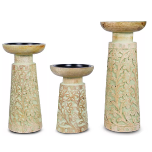 Candelabros Decorativos de Madera, Portavelas Artesanales de Madera de Mango, Portavelas de Madera para Sala de Estar, Portavelas de Pilar de Madera por MULTI CRAFT - Product Image 5