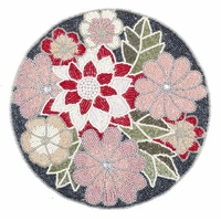 Nouvel arrivage de tapis de table en perles de verre floral fabriqué à la main assiette de chargeur de perles tapis de table décoratif en paillettes au prix de gros