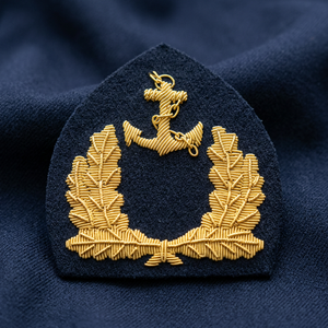 Custom Embroidered lithuanian Cap Badge With Anchor And Laurel Wreath <b>Sew</b>-On Fabric Patch For Uniform Garment - Product Image 1