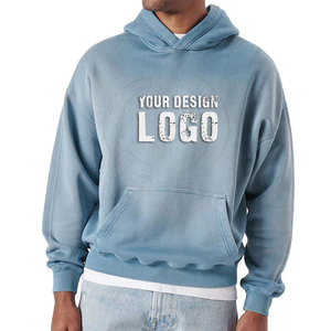 Customized Embroidered Winter Low MOQ Cotton No Drawstring Oversized <b>Men's</b> Hoodie Outdoor Casual Drop Shoulder Loose Heavyweight - Product Image 1