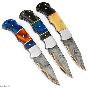Premium Damascus Steel Folding Pocket Knife Handmade Wood Handle Clip Point Blade Custom OEM EDC Outdoor Hunting Survival Knife - Product Image 2