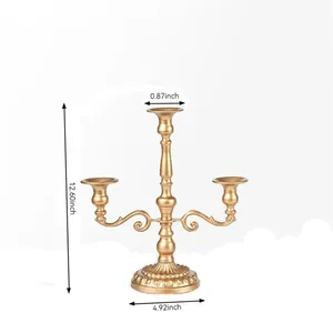 Candelabro Portátil de Hierro Dorado Hecho a Mano con Tres Brazos para Decoración del Hogar, Portavelas de Metal Duradero ZAHID EXPORTS - Product Image 2