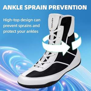 Bottes de lutte et de boxe ROMEO INDUSTRY pour hommes, largeur large, montantes, respirantes, légères, antidérapantes, en PU, pour la compétition et l'entraînement - Product Image 4