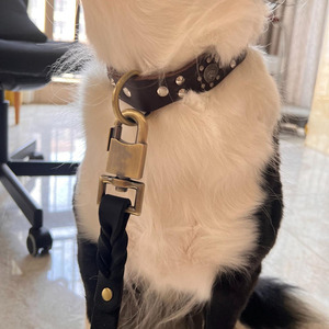 Adjustable luxury Leather <b>Braided</b> Dogs pet Collars made from <b>braided</b> leather for everyday comfort and safety in low rate - Product Image 6