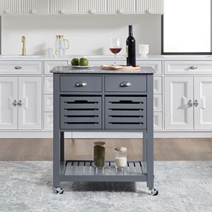 Carrello da Cucina Mobile con Isola, Cassetto e Cesto Portaoggetti Estraibile in Rete - Product Image 5