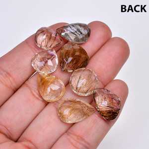 Magnifiques pierres facettées en rutile doré, gemmes en rutile doré bien polies, tailles variées : 14x14 mm, 17x11 mm, 8 pièces - Product Image 3