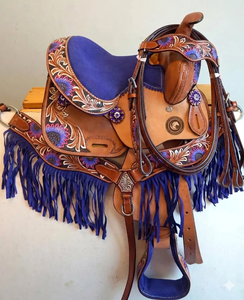 Selle de cheval western personnalisée avec arceau en bois, 100% cuir de haute qualité, nouveau design, différentes tailles et options de couleurs - Product Image 1