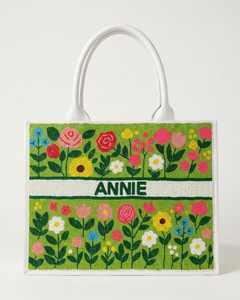 Sac à main rectangulaire personnalisé avec perles de verre brodées florales, design nom Annie, ALI FASHION ART, sac à bandoulière perlé - Product Image 1
