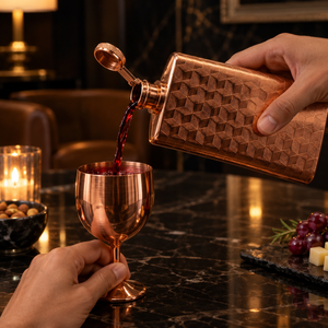 Petaca de Metal con Acabado de Cobre y Patrón de Cubos Geométricos, con Tapa de Rosca y Kit de Embudo, Diseño Texturizado para Hombres, Utensilios de Bar para Viaje, Exportación - Product Image 3