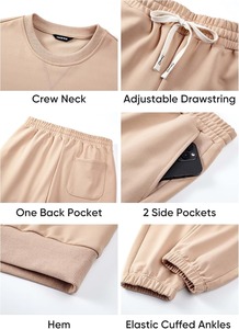 Ensemble de survêtement unisexe élégant 2 pièces, sweat-shirt à col rond de qualité supérieure, pantalon de jogging, tenue décontractée et de sport - Product Image 3