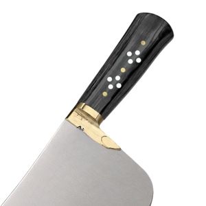 Cuchillo de Carnicero Profesional PK-MS de Alta Resistencia, Hoja Curva de Acero Plateado, Mango Negro, Empuñadura Dorada, Cuchillos de Cocina para Picar - Product Image 5