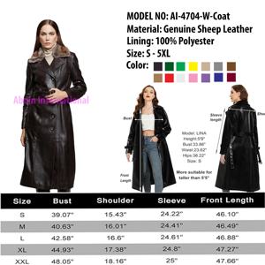 Nuevo Abrigo Largo Casual de Mujer en Tendencia, de Cuero Genuino, Transpirable, con Forro de Piel de Oveja e Impermeable, con Forro de Seda - Product Image 6