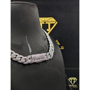 Luxury <b>Iced</b> <b>Out</b> Cuban Link <b>Chain</b> Necklace VVS Moissanite Diamond Pave Setting 925 Sterling Silver Hip Hop Jewelry For Men - Product Image 2