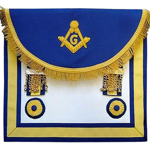 Tablier maçonnique brodé personnalisé, motif à carreaux, franges dorées, décoration perlée, style classique, tenue d'officier de loge - Product Image 6