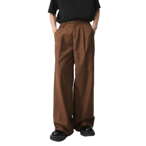 New Style Casual Lightweight High-Waist Breathable Canvas <b>Trousers</b> Straight Wide Leg Loose Baggy for <b>Men</b> - Product Image 2